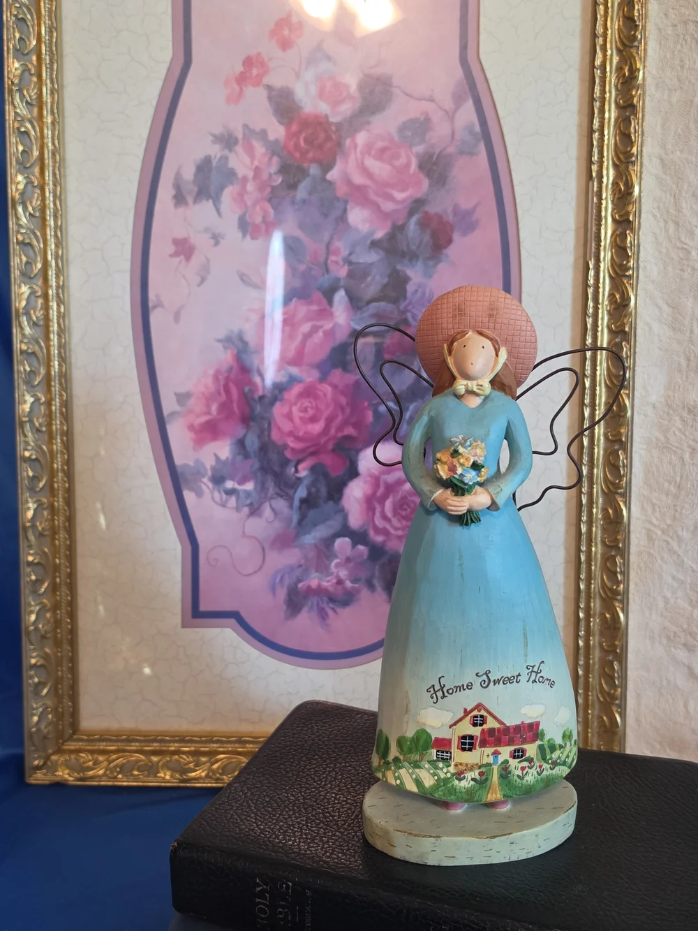 Russ Country Gatherings 'Home Sweet Home' Angel Figurine - Blue & Pink Accents